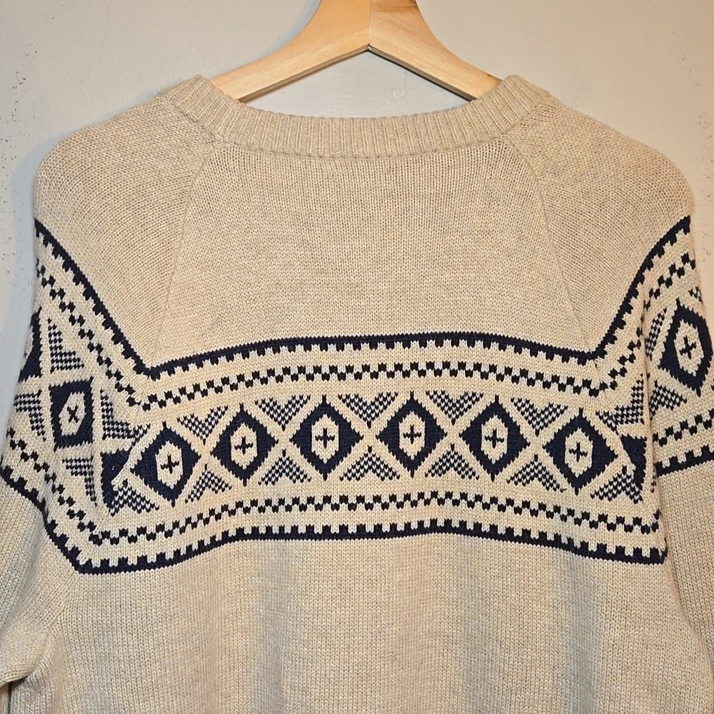 J. Crew Raglan Fair Isle Supersoft Wool Pullover Sweater